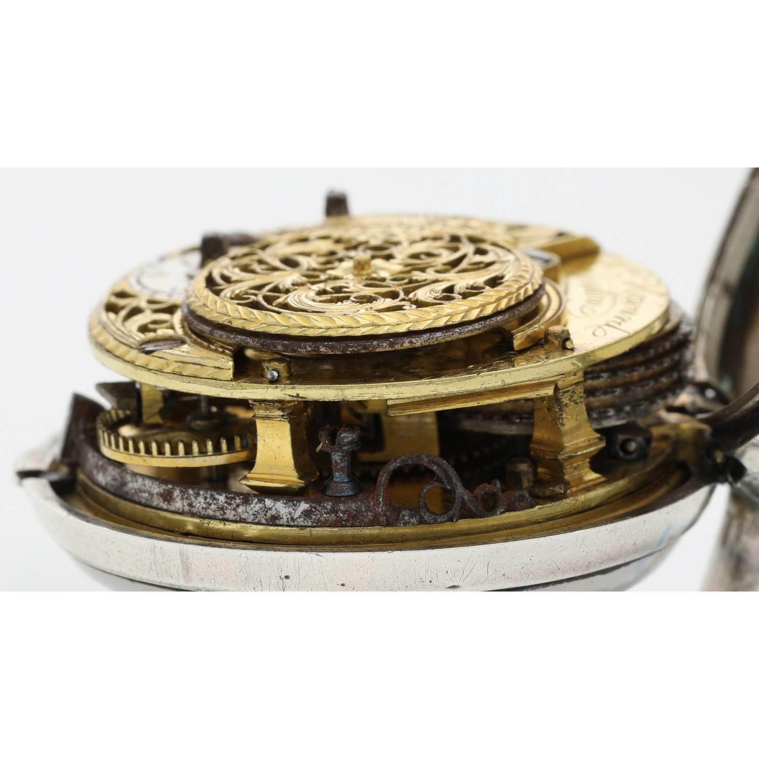 William Howard, London - George III English silver pair cased verge pocket watch, London 1778, - Image 7 of 10