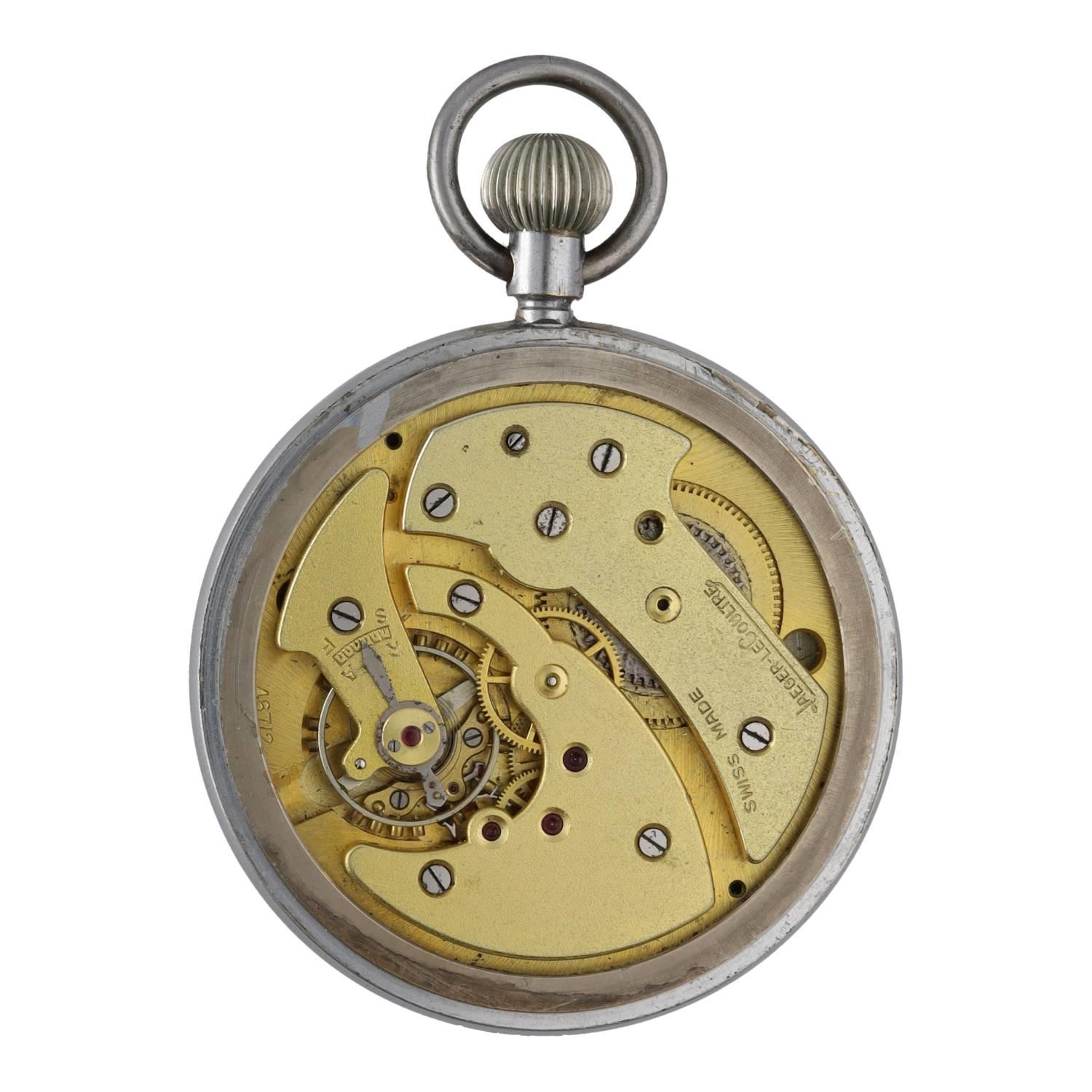 Jaeger-LeCoultre WWII British Military Army issue nickel cased lever pocket watch, signed cal. 467/2 - Image 2 of 3