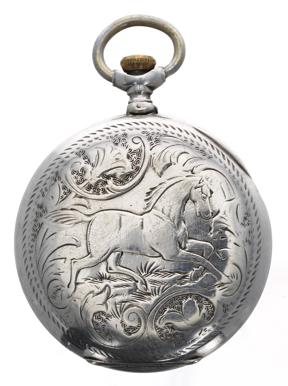 Zenith - silver (0.800) lever pocket watch of Equine interest, signed 15 jewel movement, no. - Image 4 of 4