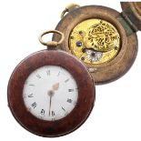 Thos. Power, St Alban - unusual English 18th century verge burr wood cased pocket watch, the fusee