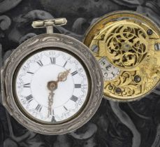 Mich Reanes, London - English 18th century repoussé silver pair cased verge pocket watch, London