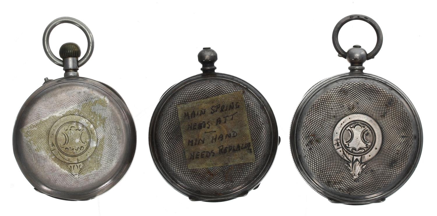 Silver (0.935) cylinder engine turned pocket watch for repair, 51mm; together with a silver (0. - Image 2 of 2