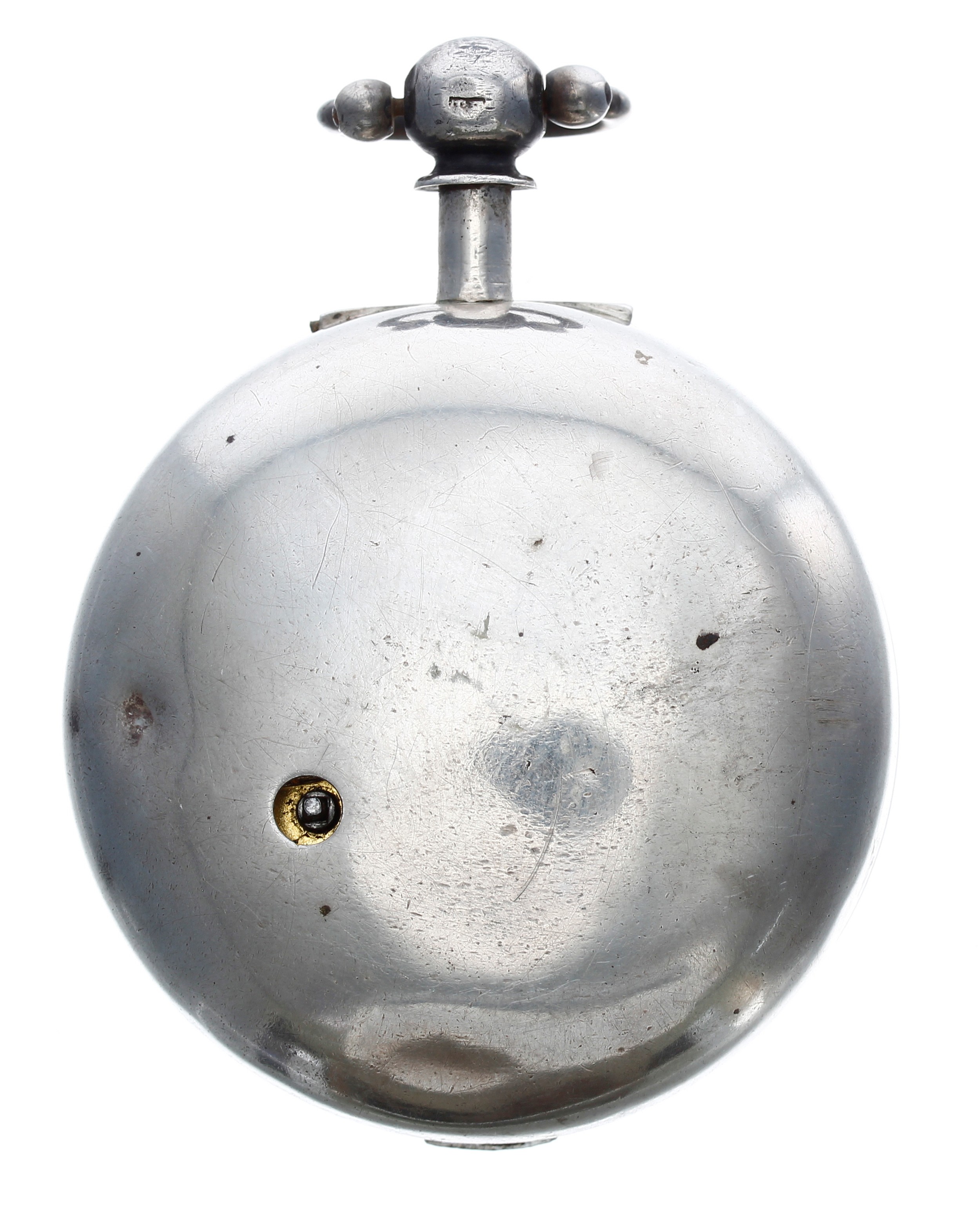 English George IV silver pair cased verge pocket watch, London 1826, unsigned fusee movement, no. - Image 6 of 6