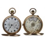 Swiss gold plated lever hunter pocket watch, Thos Russell & Son 'Tempus Fugit' dial, Star case, 51mm