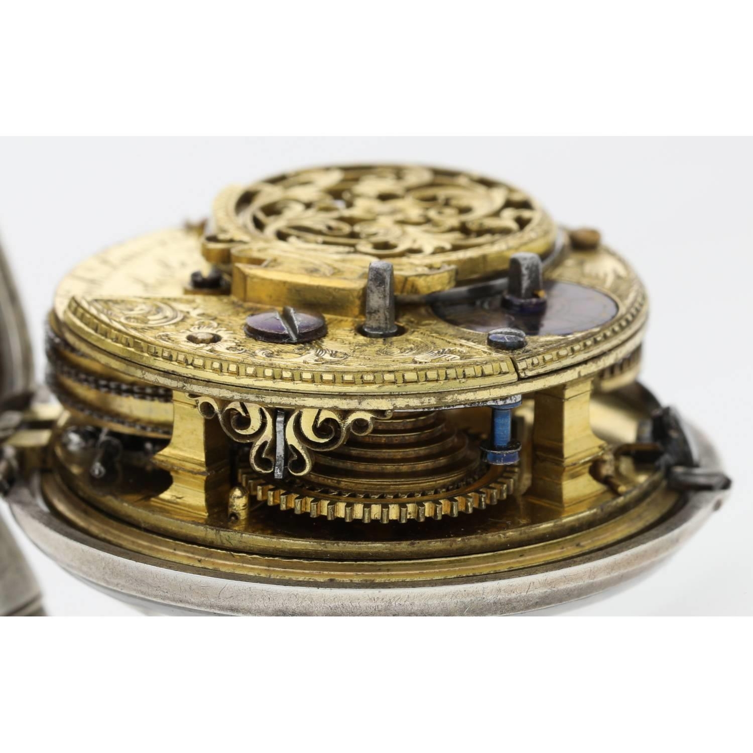Archibald Lawrie, Carlisle - mid-18th century English silver pair cased verge pocket watch, signed - Image 5 of 10