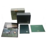 Rolex - Green watch box, reference. 12.00.71, with outer cover; together with Rolex Datejust