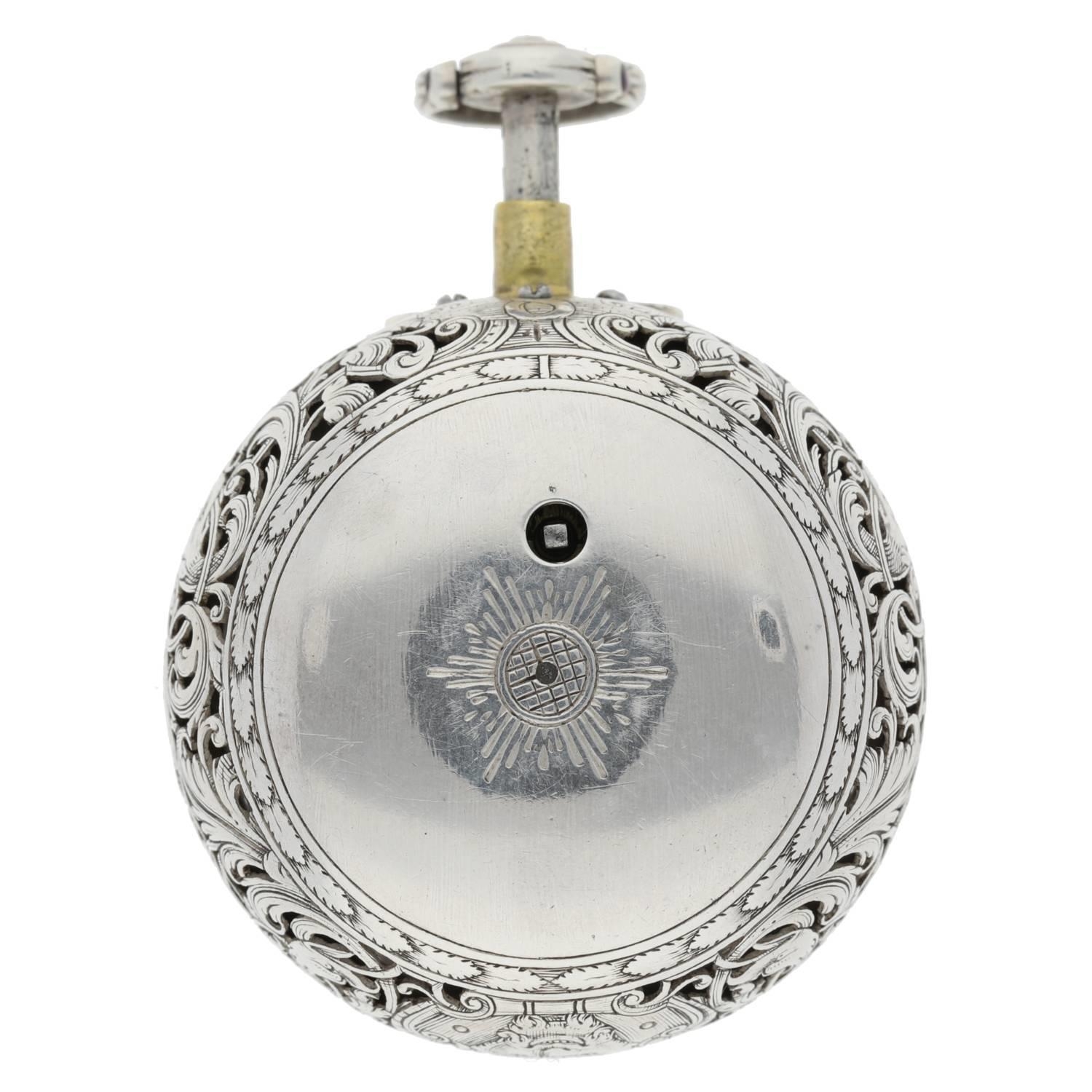 James Tanqueray, London - Fine English  mid-18th century quarter repeating silver pair cased verge - Image 10 of 11