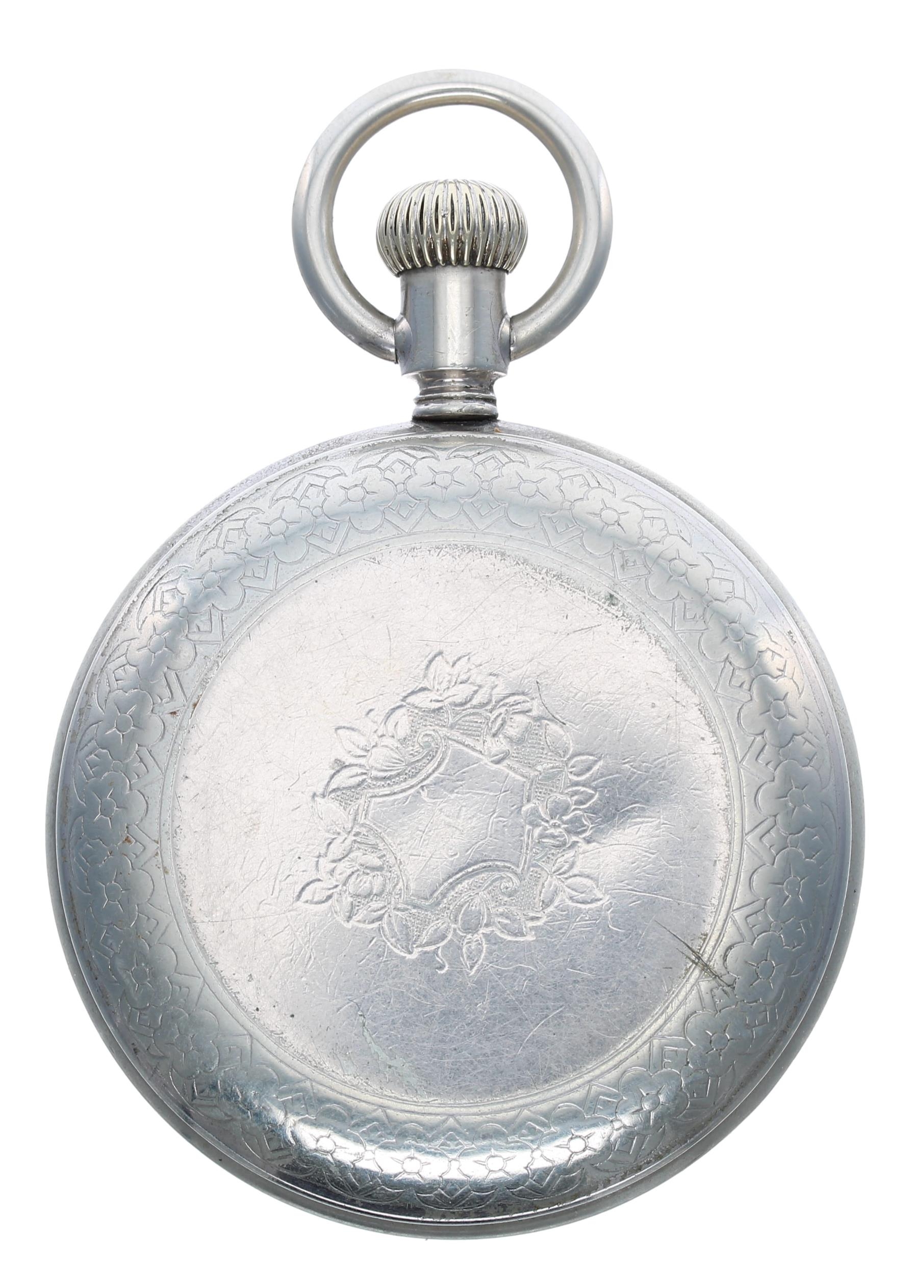 Waterbury Watch Co. Series J duplex nickel cased pocket watch, signed movement and dial, within an - Image 3 of 3