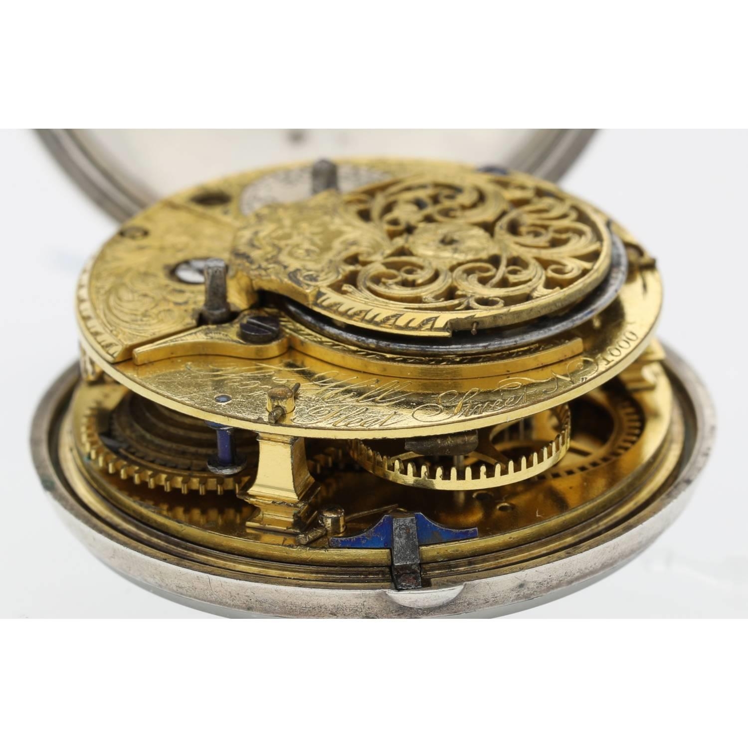 Thomas Hill, Fleet Street - George III silver pair cased verge pocket watch, London 1776, signed - Image 6 of 10