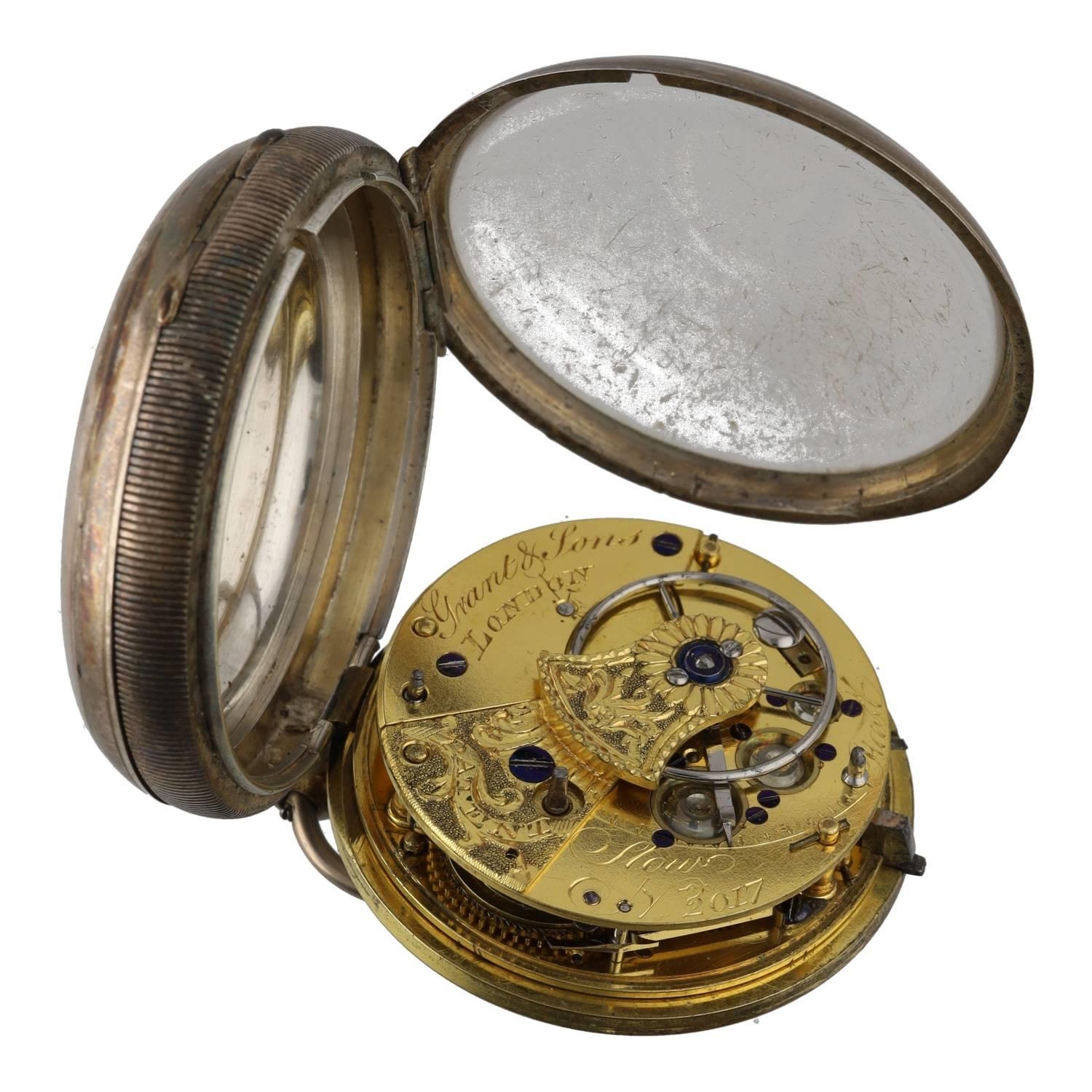Grant & Sons, London - mid-19th century silver fusee rack lever pocket watch, Dublin 1862, signed - Image 3 of 4