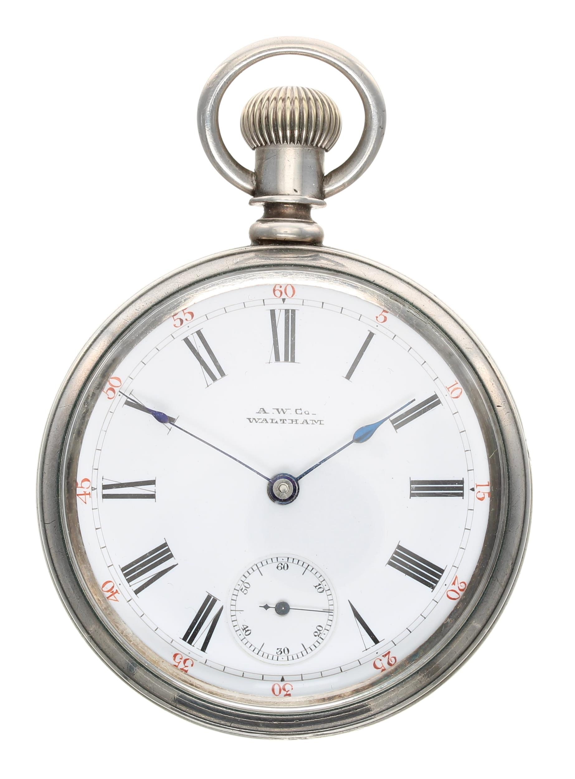 American Waltham nickel cased lever pocket watch, signed movement, no. 3893949, with safety