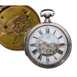 English George IV silver pair cased verge pocket watch, London 1826, unsigned fusee movement, no.