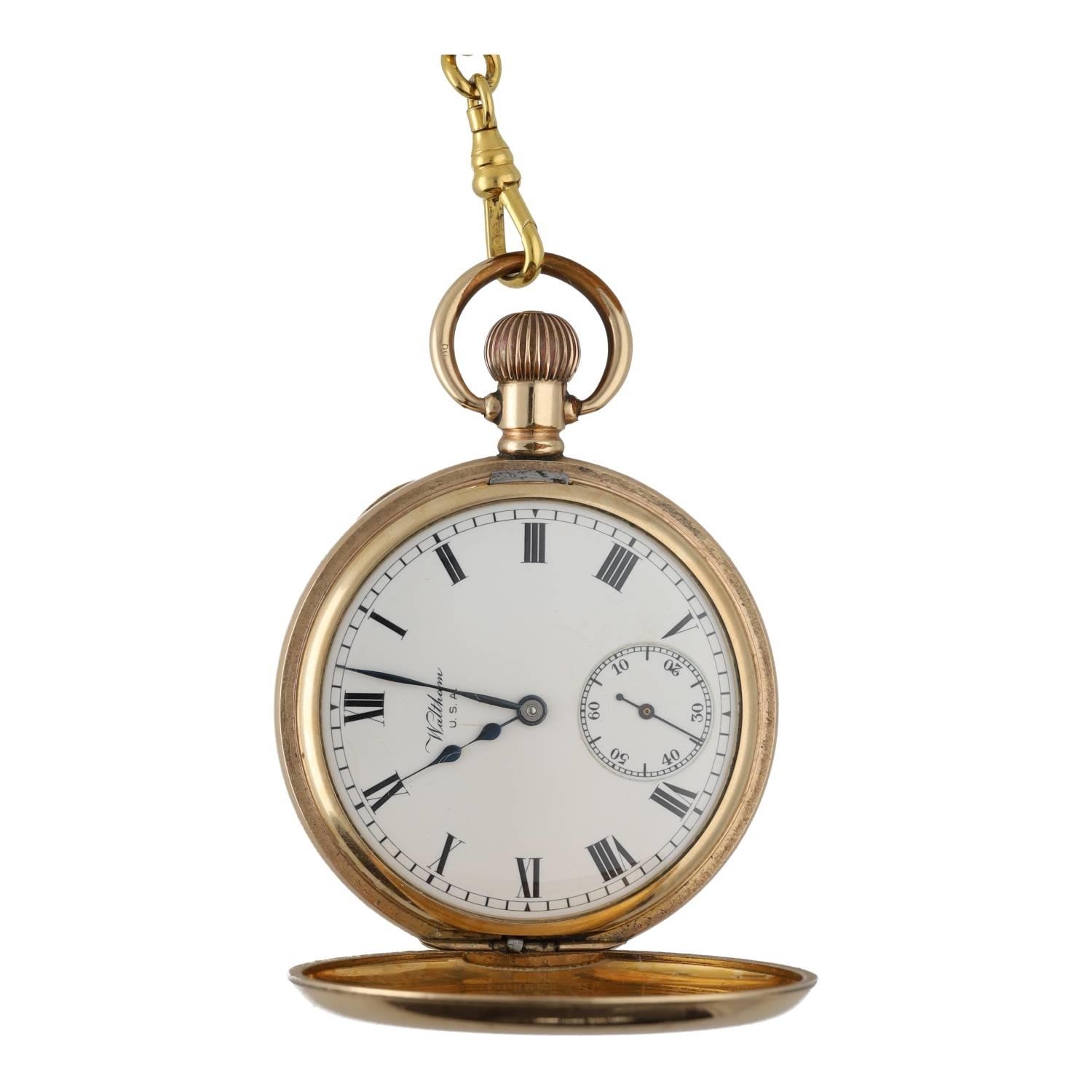 American Waltham gold plated half hunter lever pocket watch, circa 1908, serial no. 1749278, - Image 2 of 5