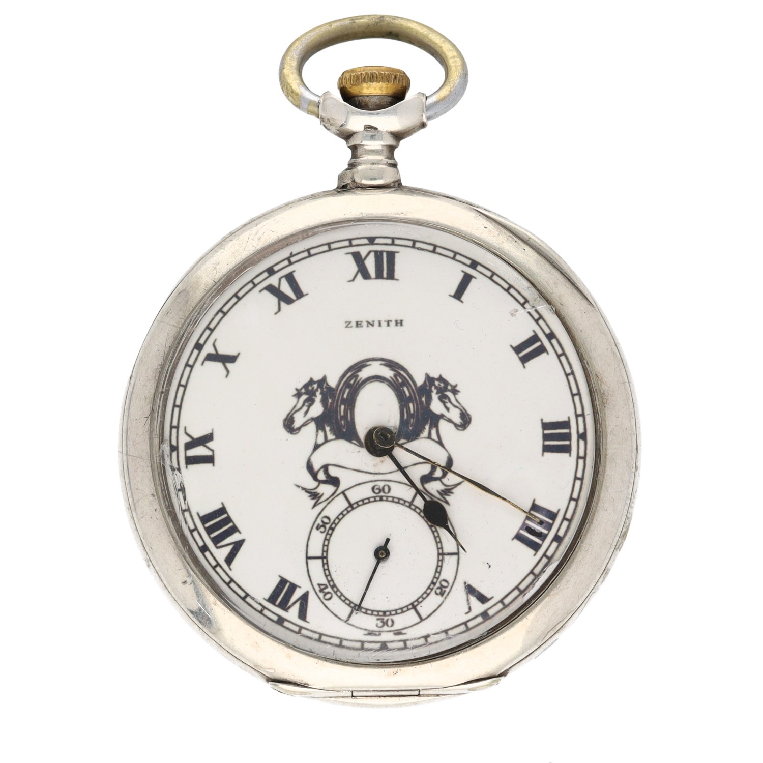 Zenith - silver (0.800) lever pocket watch of Equine interest, signed 15 jewel movement, no. - Image 2 of 4