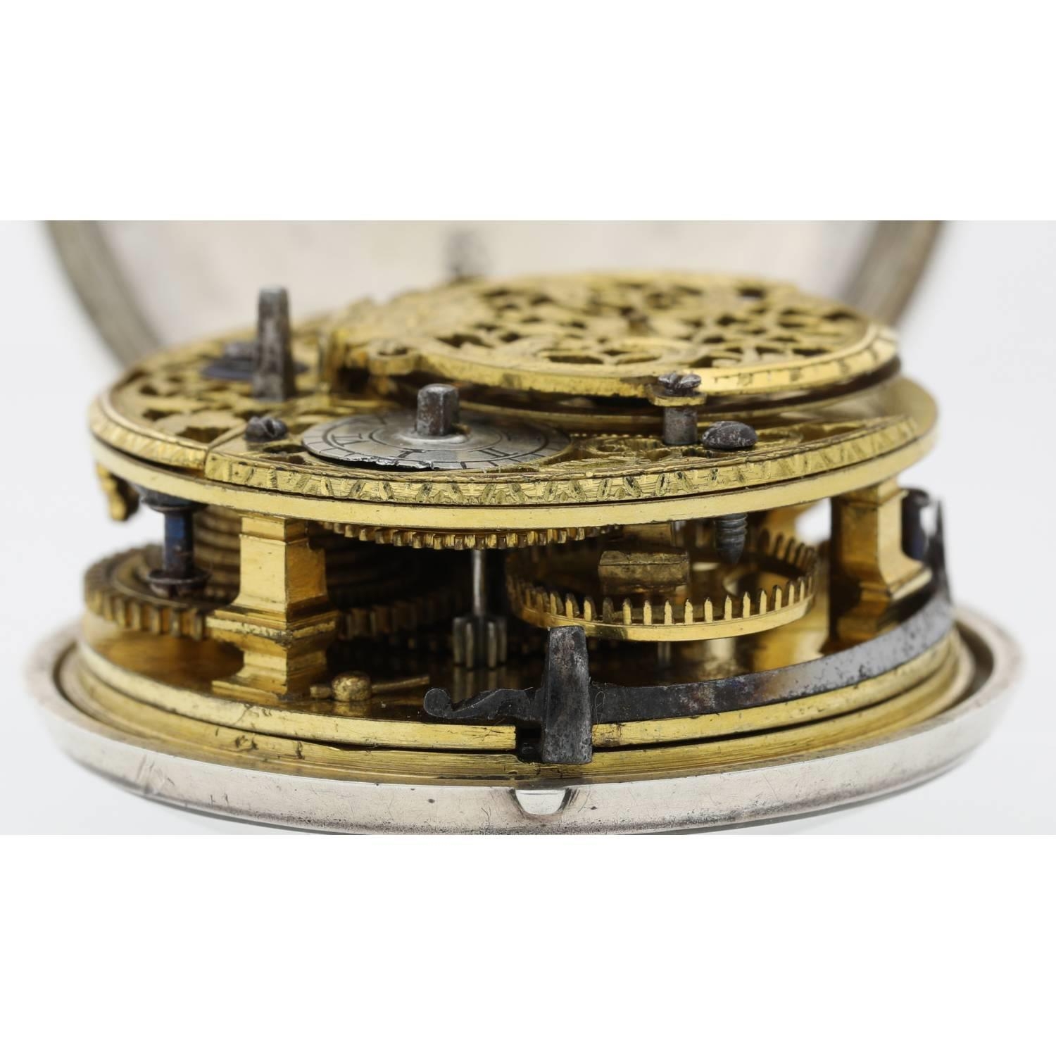 Samuel Weldon, London - English 18th century silver pair cased verge pocket watch, signed fusee - Image 6 of 11