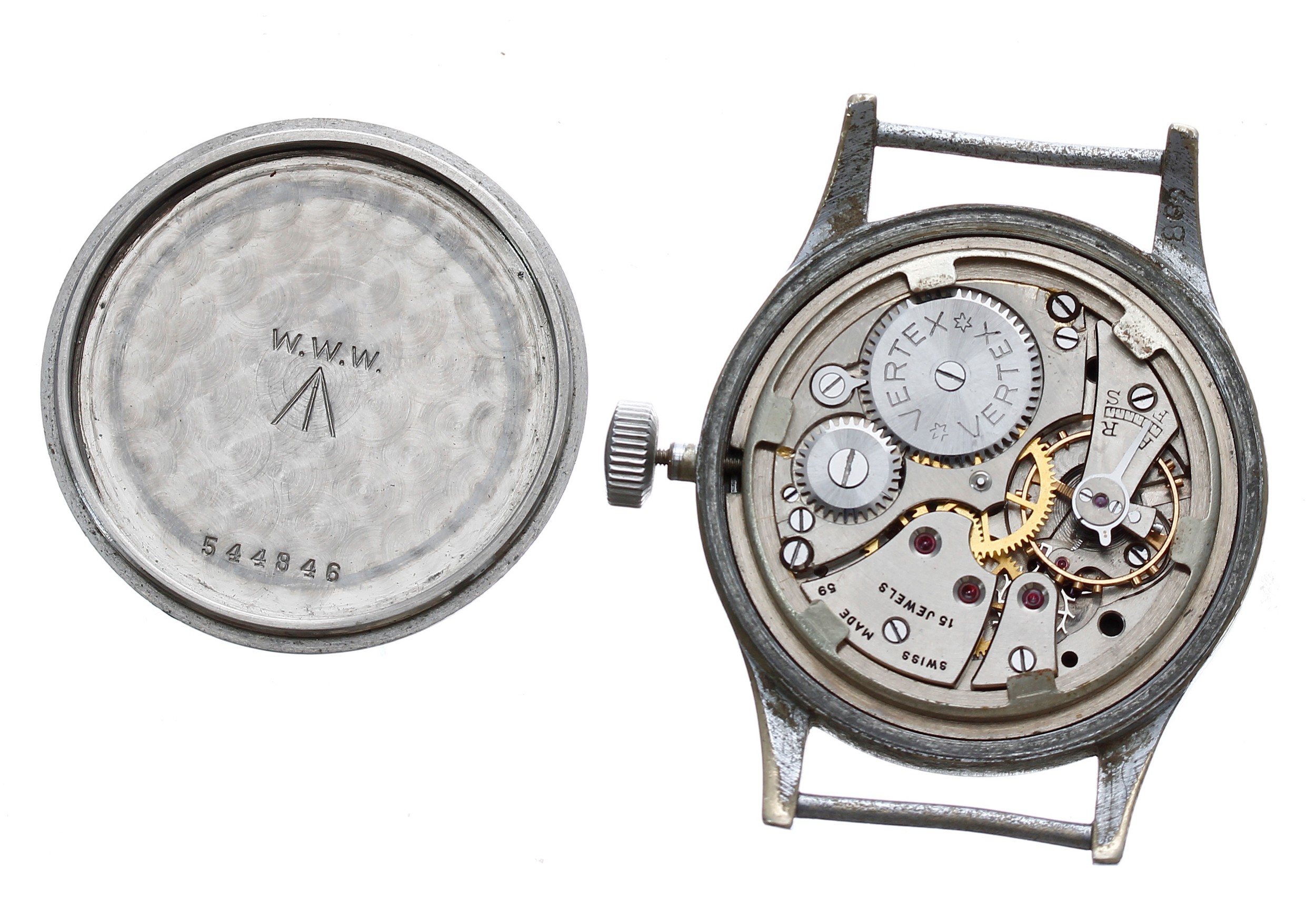 British Military issue nickel and stainless steel gentleman's wristwatch, Vertex signed circular - Image 3 of 3