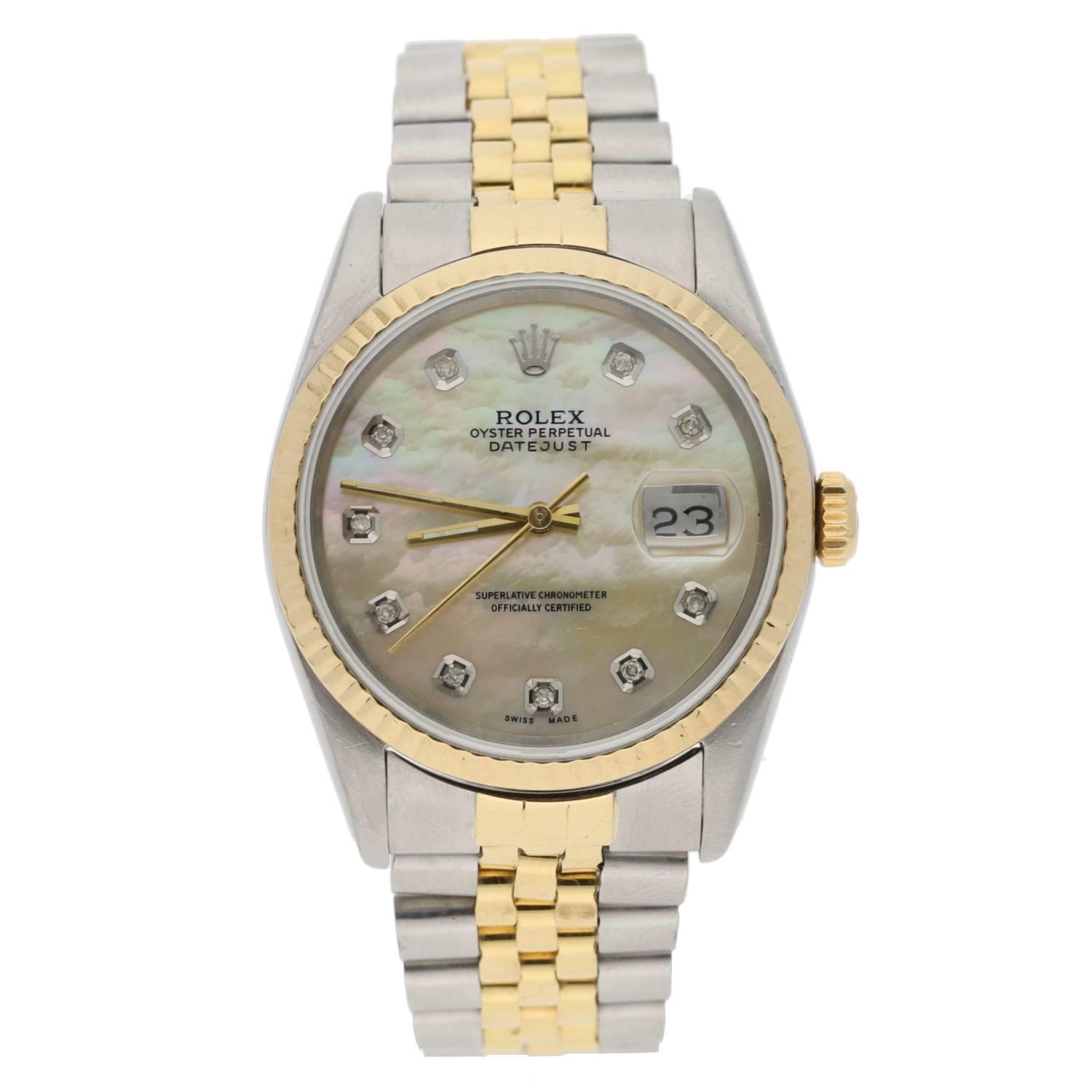 Rolex Oyster Perpetual Datejust gold and stainless steel gentleman's wristwatch, reference no.