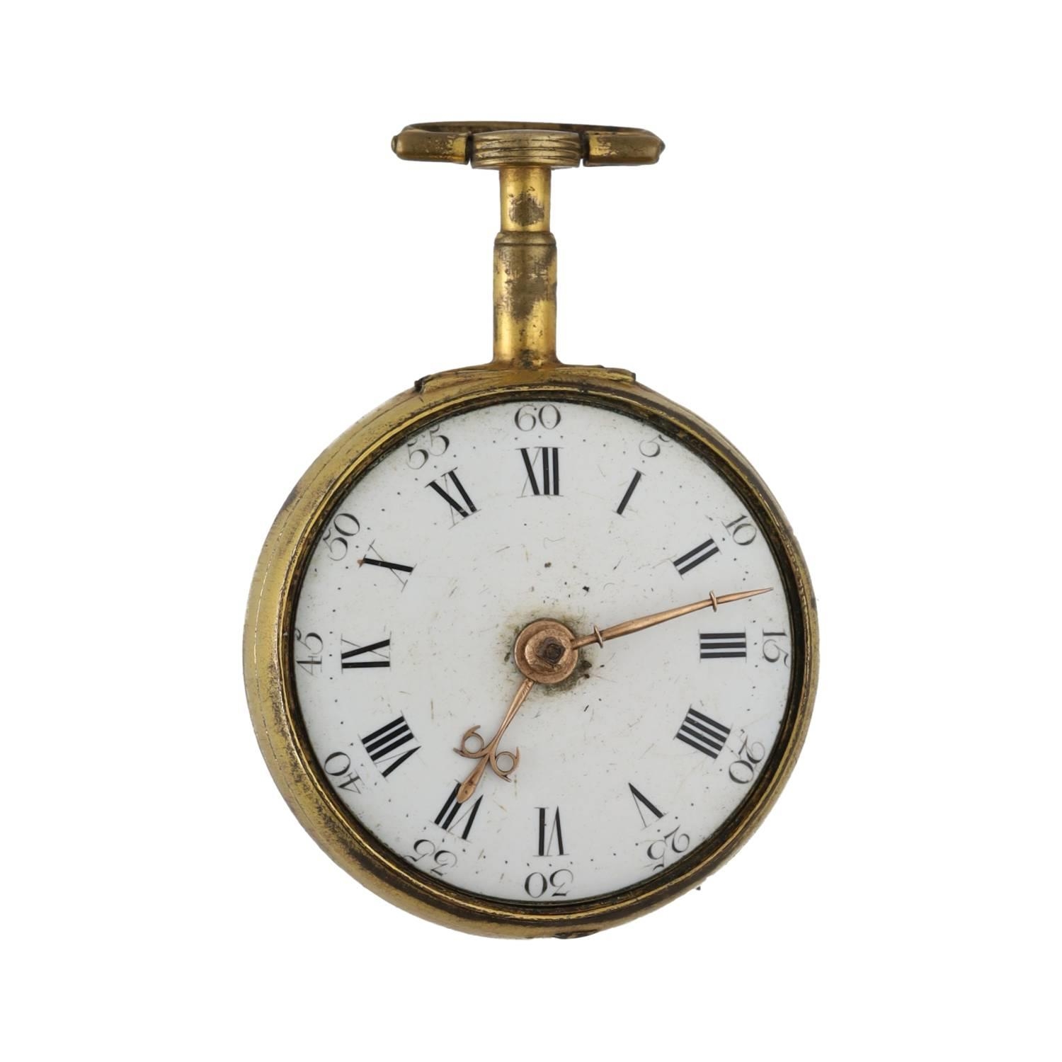 Thomas Fisher, London - English gilt metal pair cased verge pocket watch, signed fusee movement, no. - Bild 5 aus 6