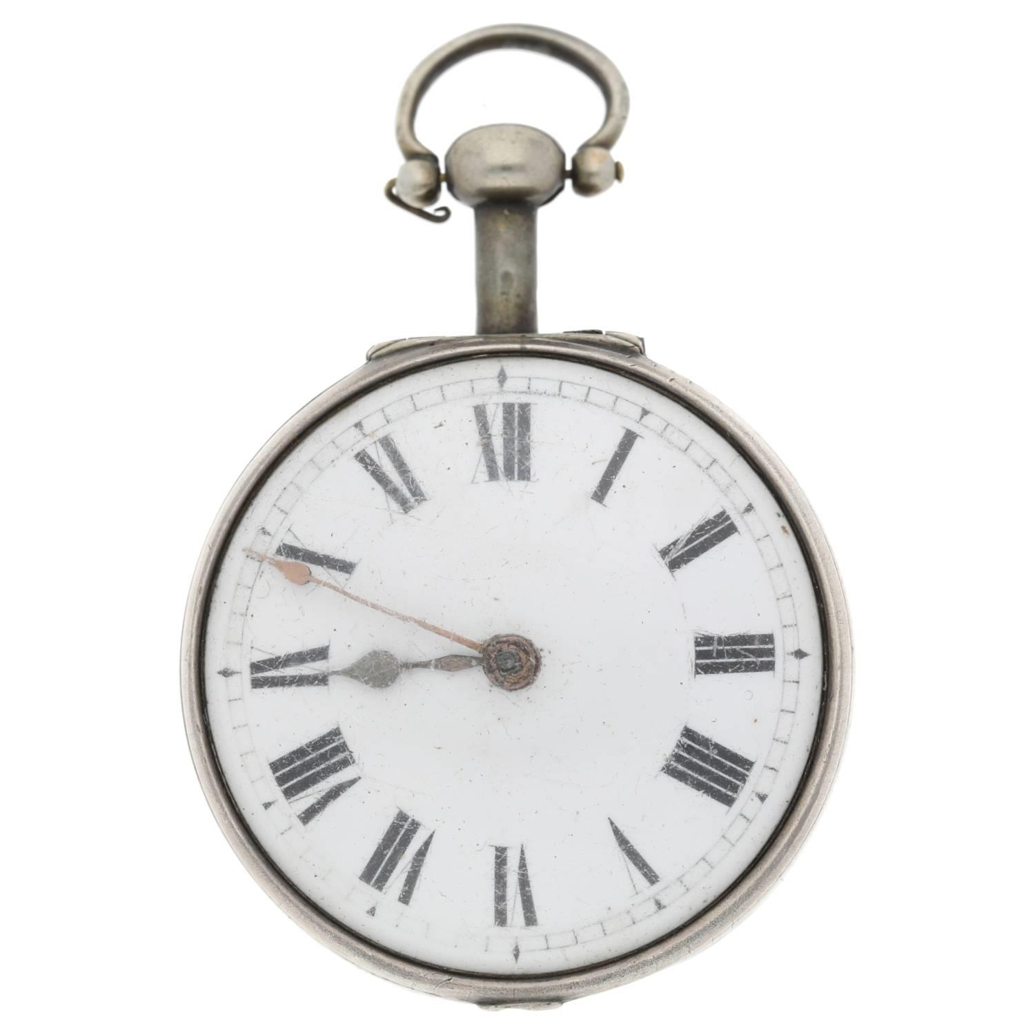 Jas Sibley, London - English 18th century silver pair cased verge pocket watch, signed fusee - Bild 3 aus 7