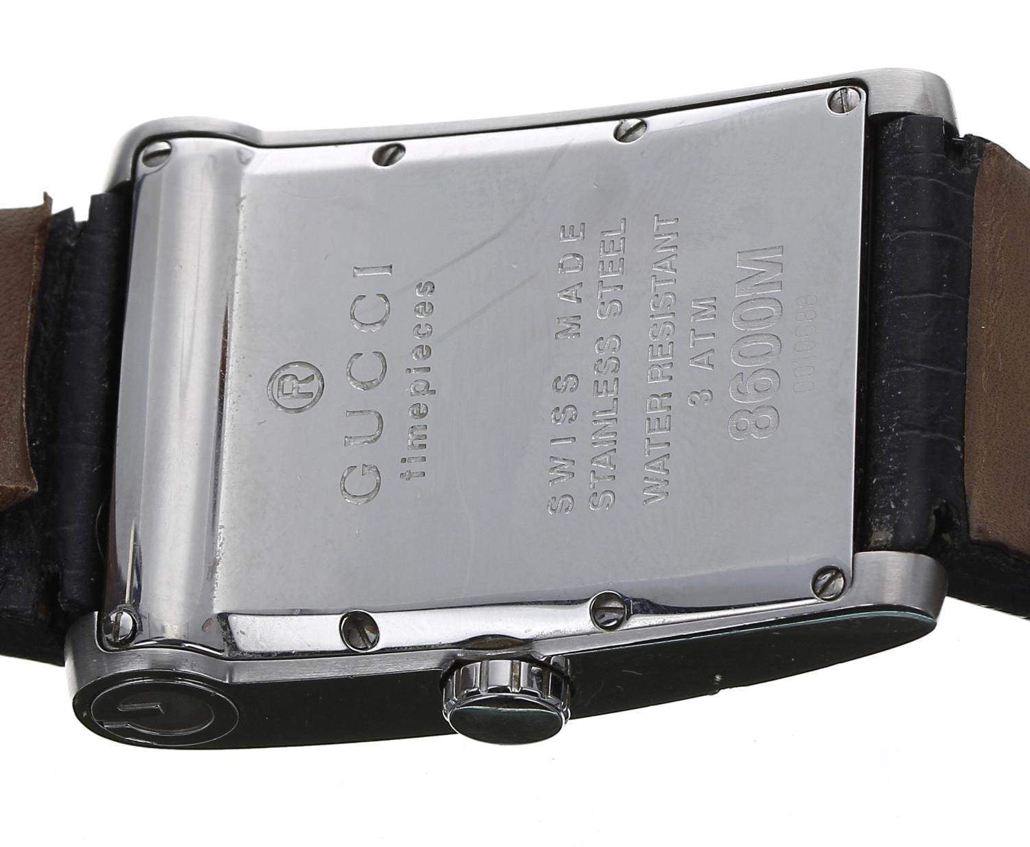 Gucci rectangular stainless steel gentleman's wristwatch, reference no. 8600M, rectangular black - Image 2 of 2