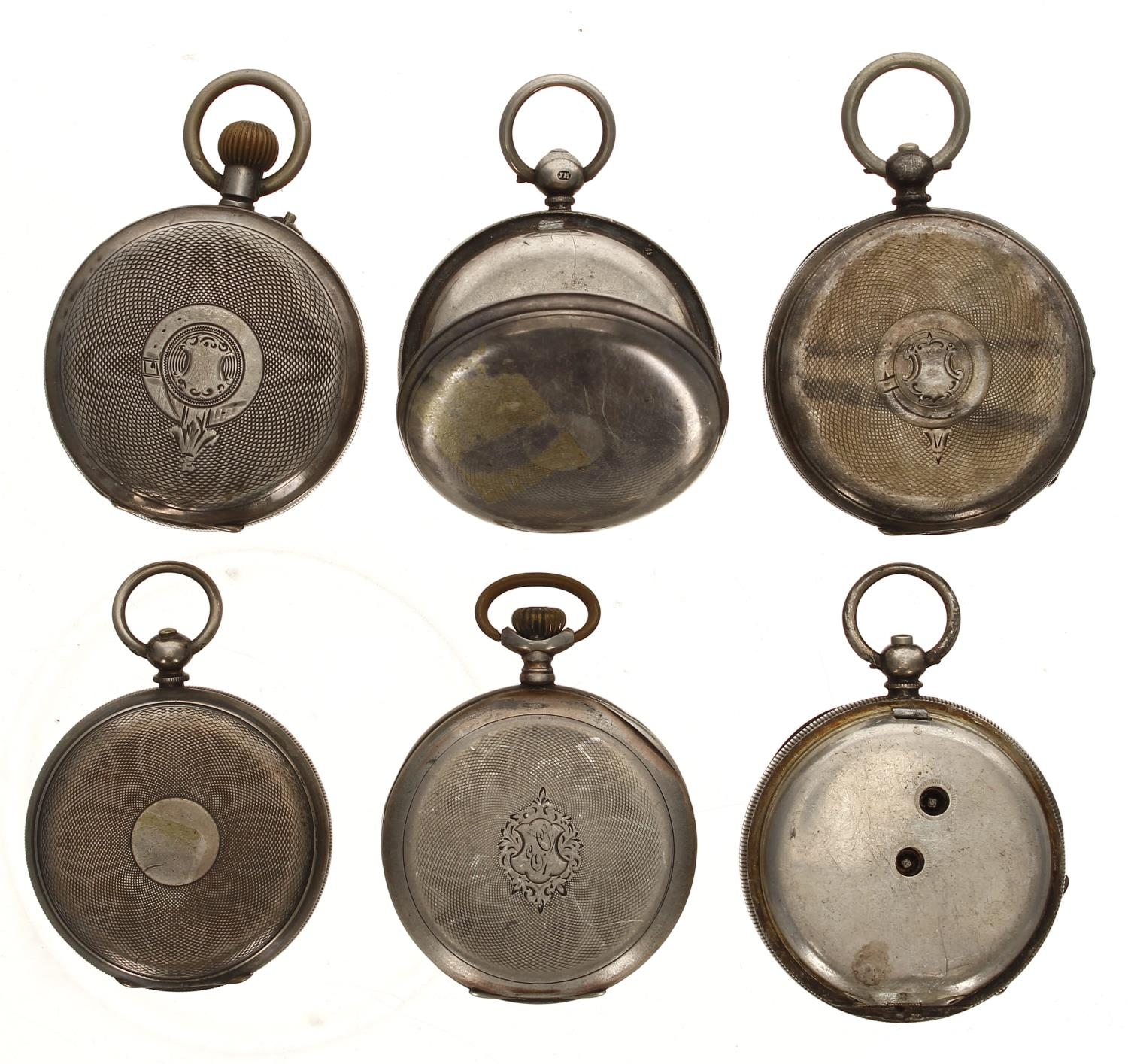 Six silver pocket watches for repair to include fusee lever, lever and cylinder examples - Image 2 of 2