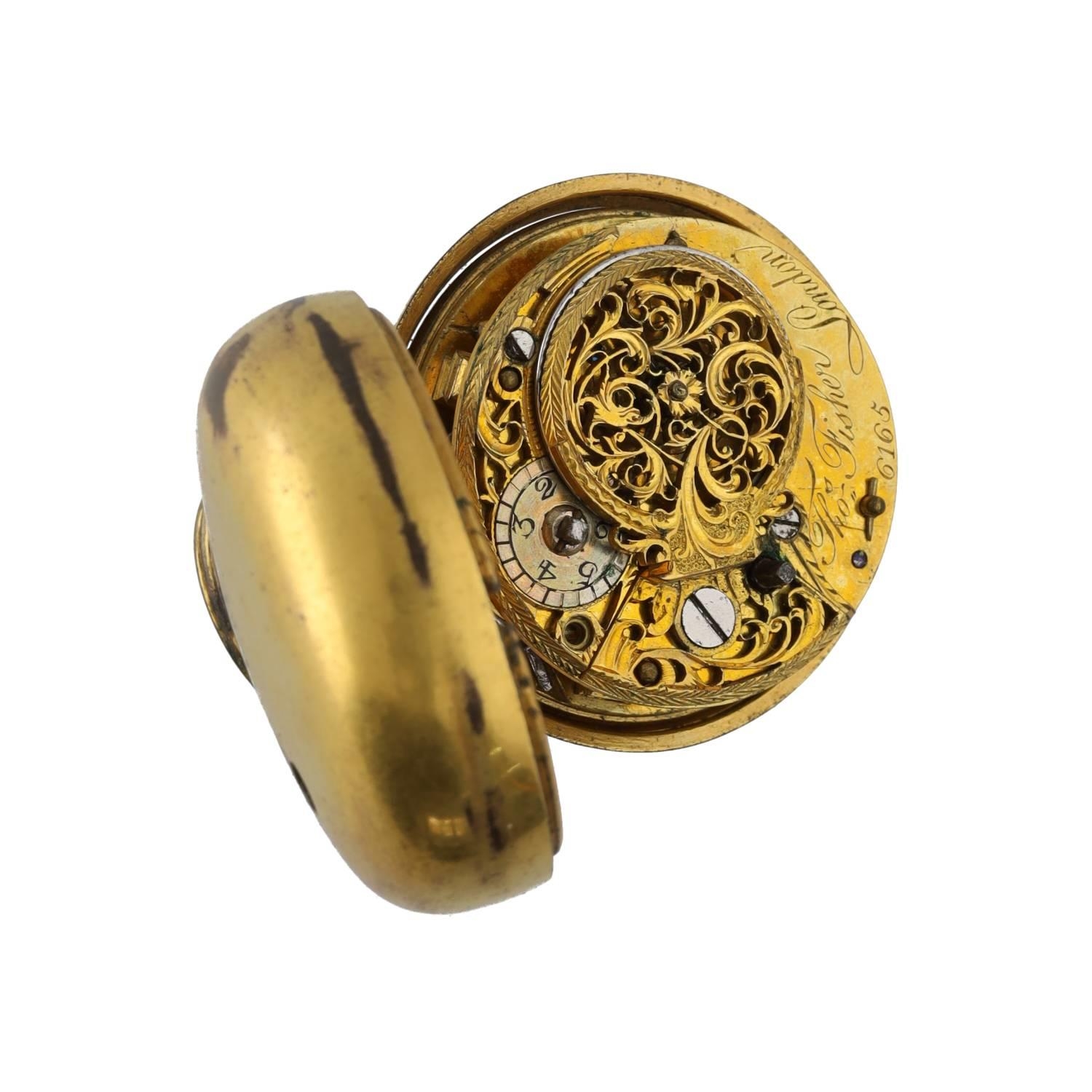 Thomas Fisher, London - English gilt metal pair cased verge pocket watch, signed fusee movement, no. - Bild 3 aus 6