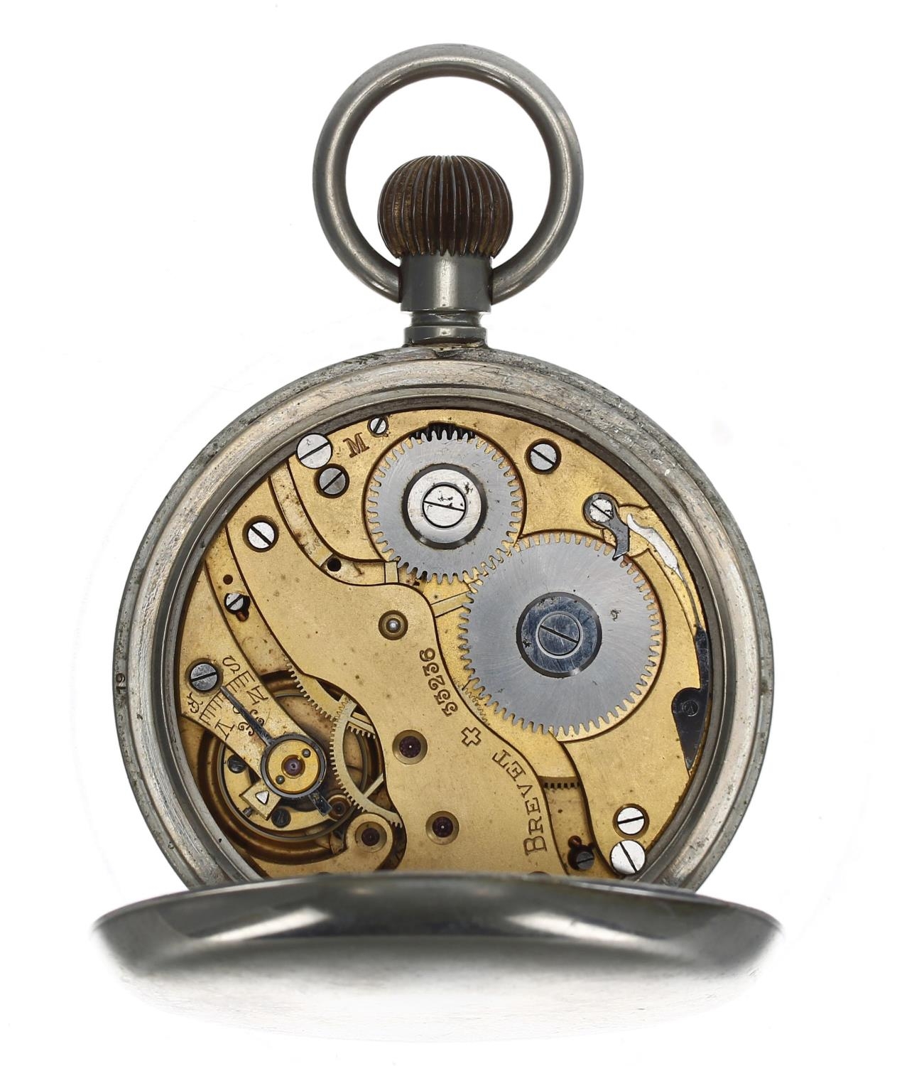 Goliath 8 days nickel cased lever pocket watch, the movement stamped Brevet, no. 33236, with - Image 2 of 3