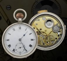 Swiss silver minute repeating pocket watch, import hallmarks for London 1913, gilt frosted lever