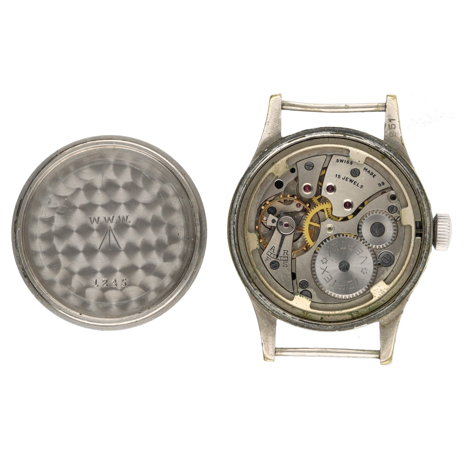 Vertex British Military issue nickel and stainless steel gentleman's wristwatch, signed circular - Image 3 of 3