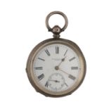 John Myers & Co. - silver (0.935) cylinder engine turned pocket watch, inscribed hinged cuvette,
