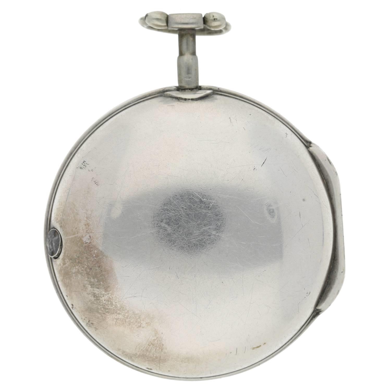 Chas. Robotham, Leicester - English 18th century silver pair cased verge pocket watch, London - Bild 8 aus 10