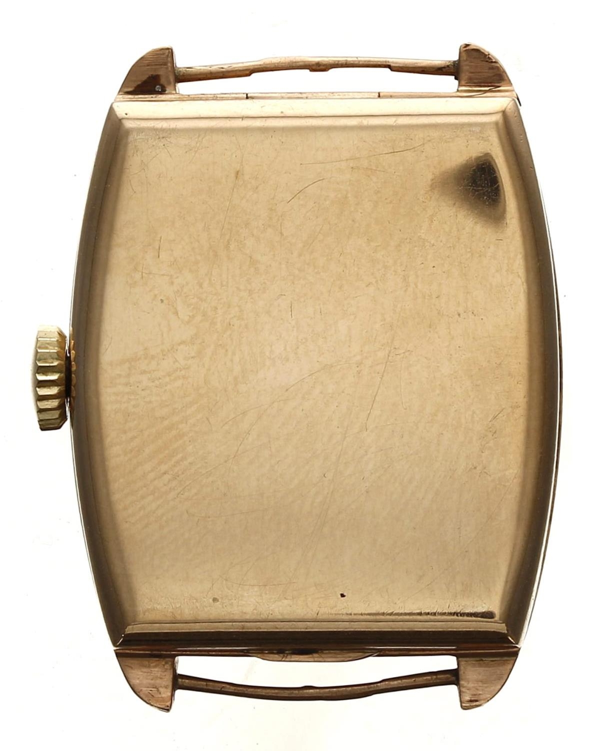Marleys 9ct rectangular wire-lug gentleman's wristwatch, import hallmarks Glasgow 1930,  rectangular - Image 2 of 2