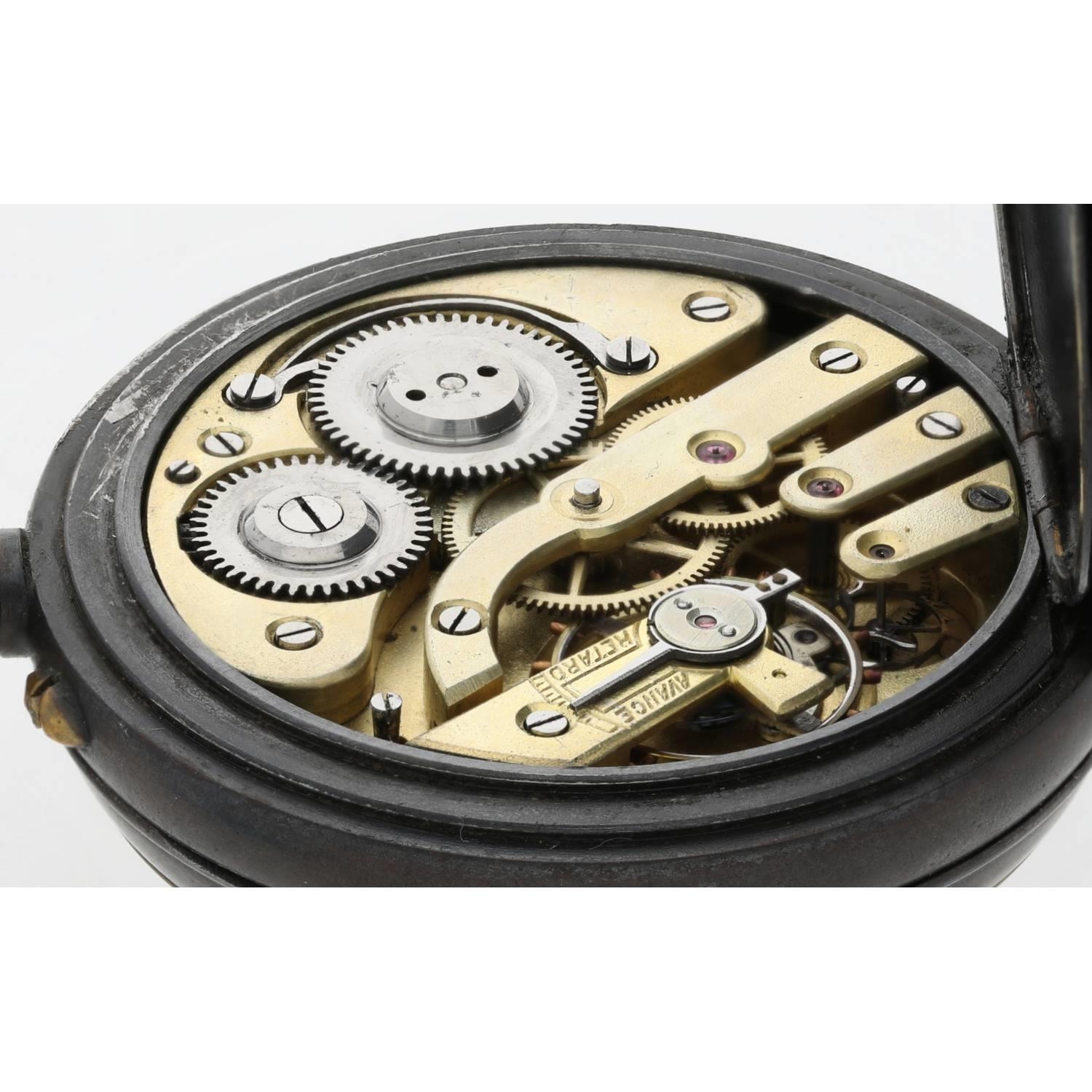 Swiss World Time gunmetal lever pocket watch, pin-set gilt frosted bar movement with compensated - Image 3 of 5