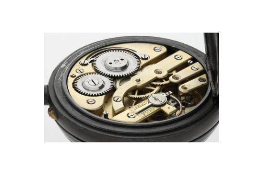 Swiss World Time gunmetal lever pocket watch, pin-set gilt frosted bar movement with compensated - Image 3 of 5