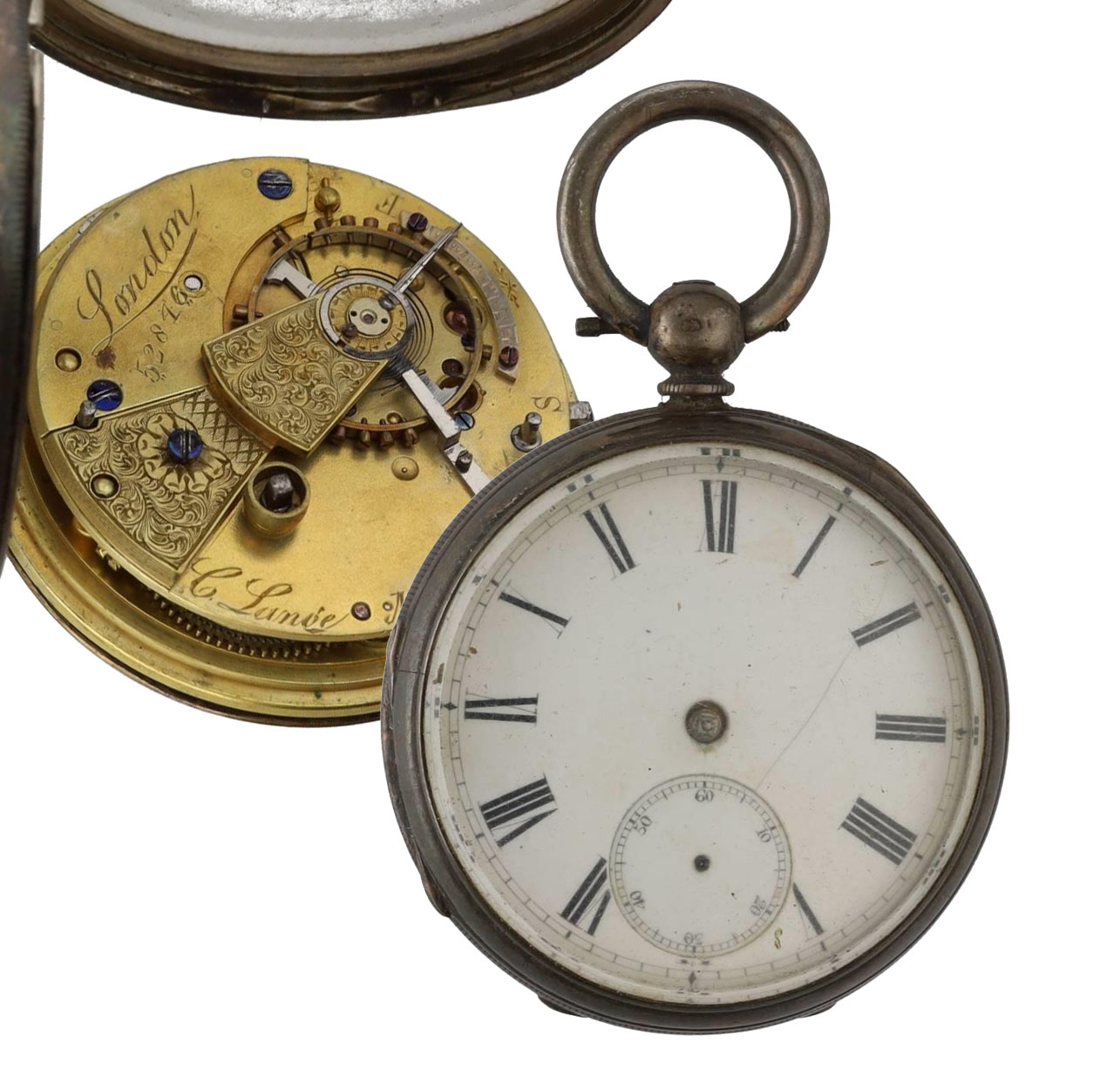 C. Lange, London - Victorian silver fusee lever pocket watch, London 1873, the movement signed C.