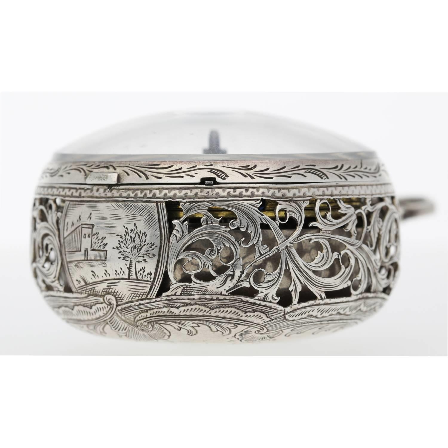 William Moore, London - mid-18th century English quarter repeating silver pair cased verge pocket - Bild 10 aus 12