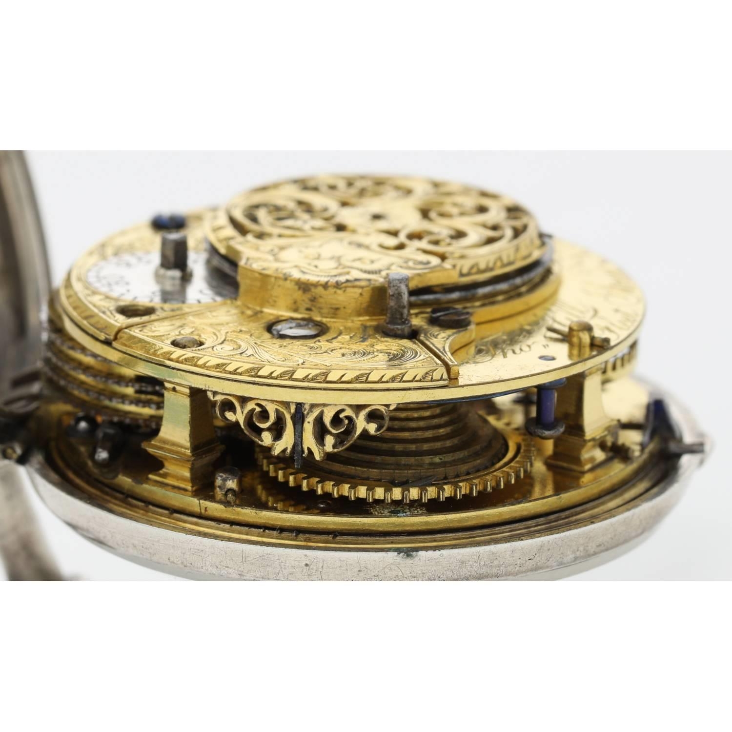 Thomas Hill, Fleet Street - George III silver pair cased verge pocket watch, London 1776, signed - Image 5 of 10