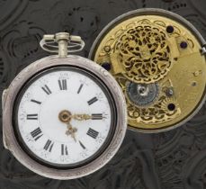Samson, London - George III English silver repoussé pair cased verge pocket watch, London 1806,