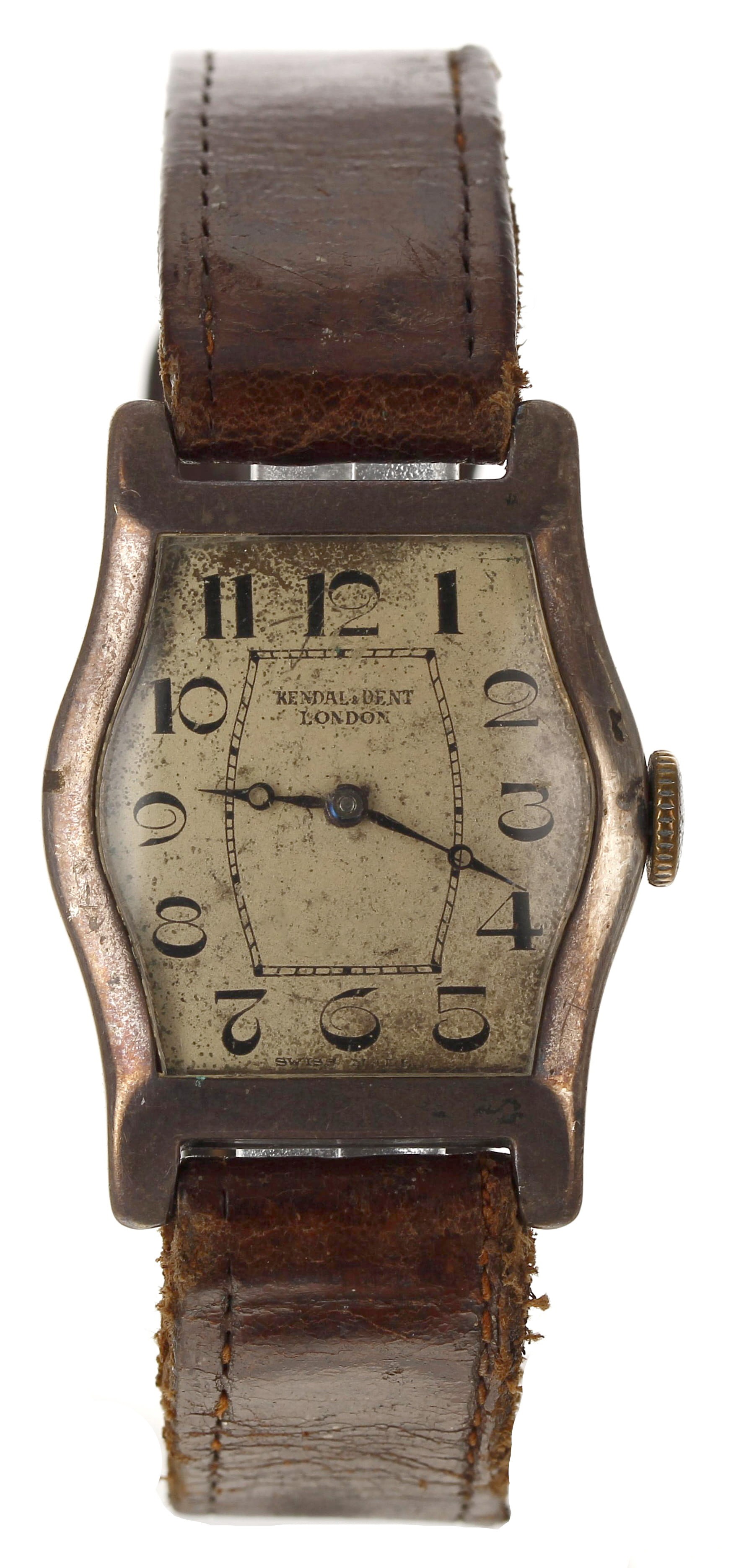 George V silver rectangular wire-lug wristwatch, import hallmarks Glasgow 1929, silvered dial signed