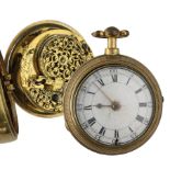La Finlon, London - gilt metal pair cased verge pocket watch, the fusee movement signed La Finlon,