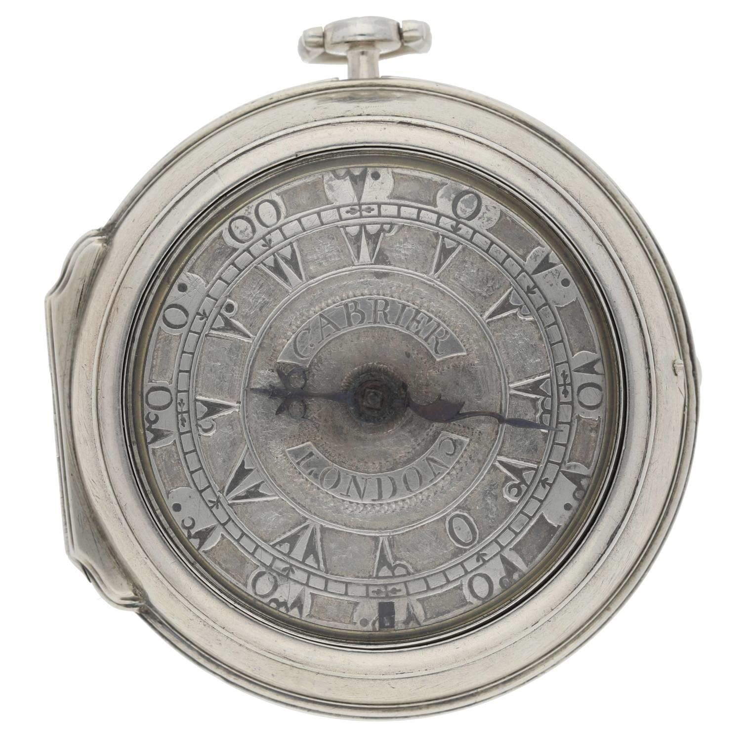 Charles Carbier, London - early 18th century English silver pair cased verge pocket watch made for - Image 2 of 11