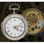 De Cachengt, London - 18th century silver pair cased verge pocket watch, signed fusee movement, ,