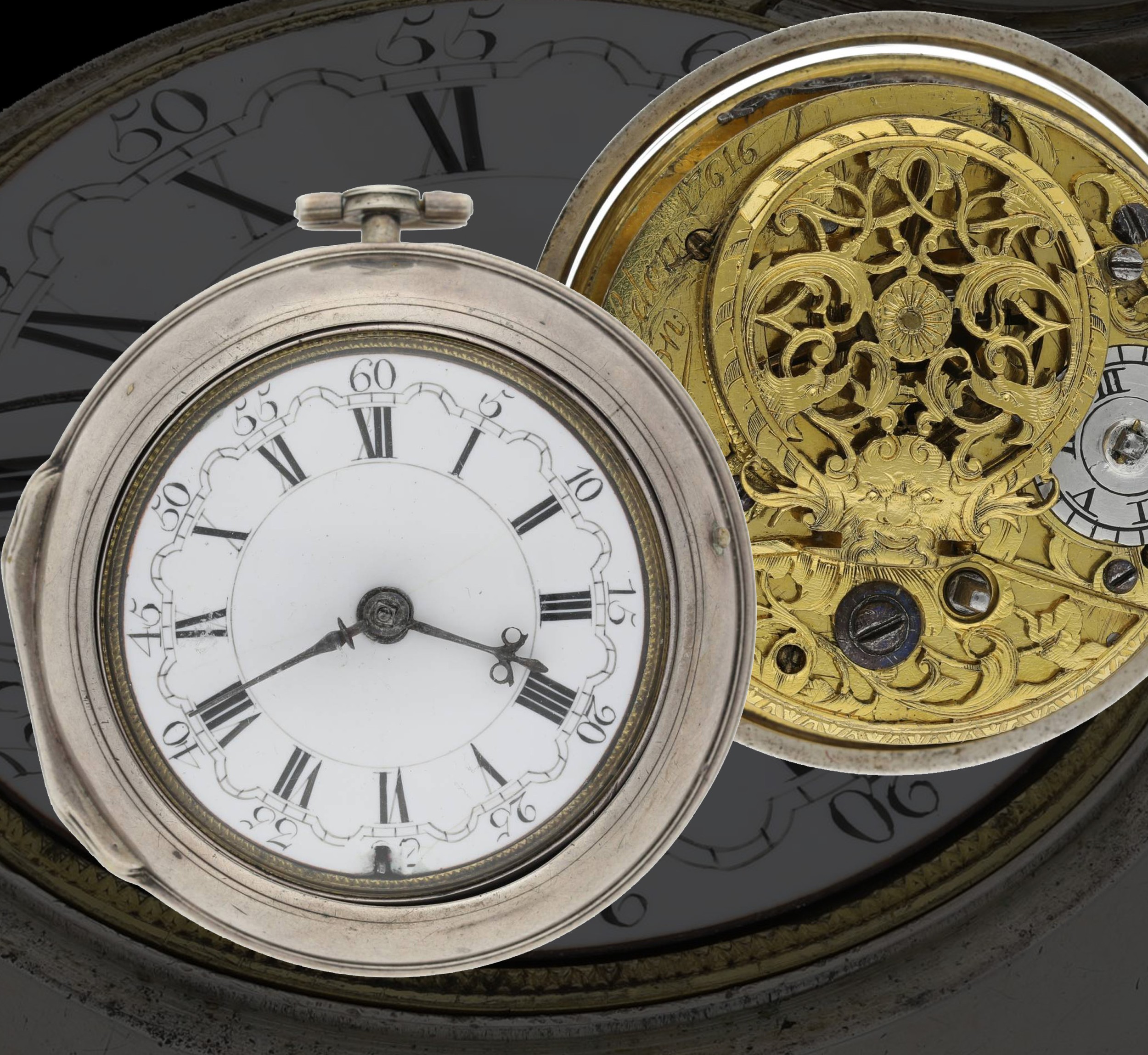 Samuel Weldon, London - English 18th century silver pair cased verge pocket watch, signed fusee