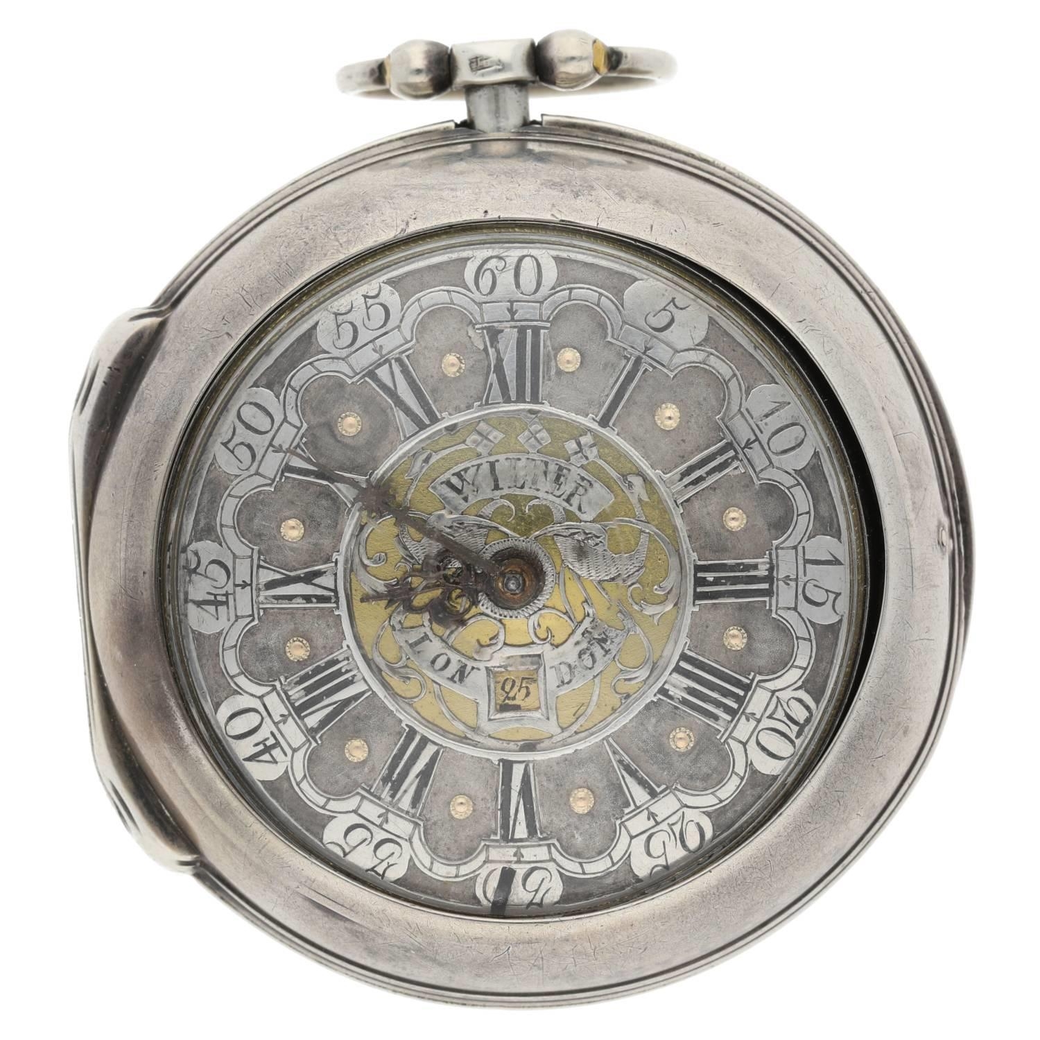 John Wilter, London - English 18th century silver pair cased verge calendar pocket watch, the - Image 2 of 11