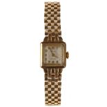 Rolex Precision 9ct square cased lady's wristwatch, Chester 1952, case no. 173906, signed squared