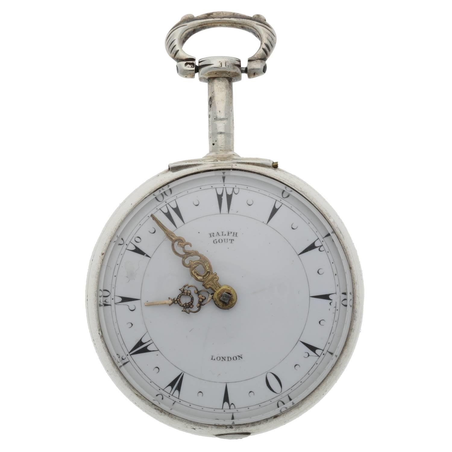 Ralph Gout, London - early 19th century silver and tortoiseshell triple cased verge pocket watch - Image 10 of 13