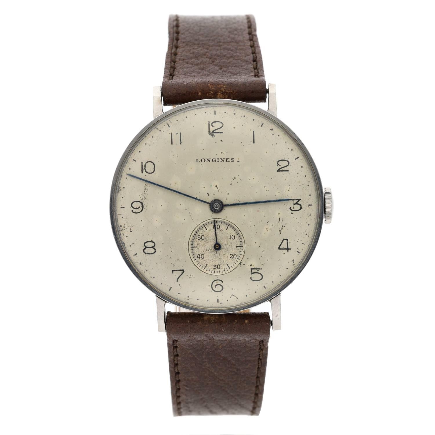 Longines stainless steel gentleman's wristwatch, case no. 21819 19, serial no. 6326xxx, circa
