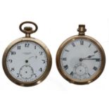 Swiss gold plated lever pocket watch for repair, 15 jewel, Dennison Star case, 50mm; together with a