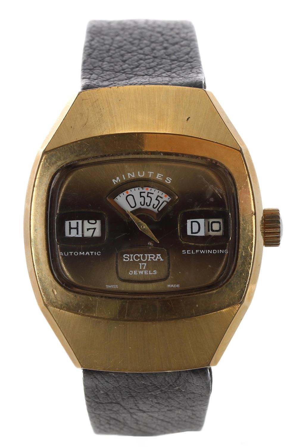 Sicura Digital 'Jump Hour' automatic self winding gold plated and stainless steel gentleman's