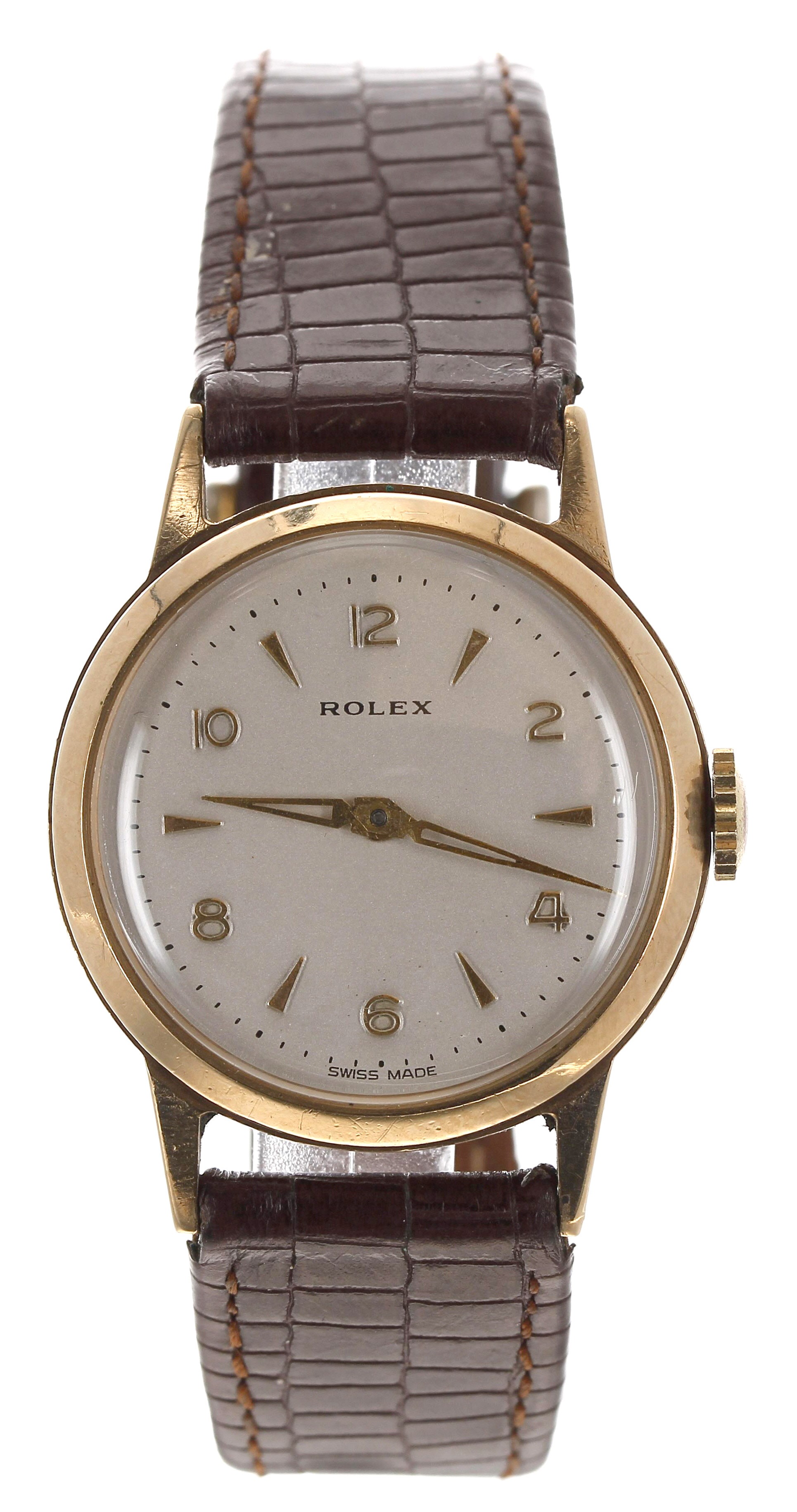 Rolex 9ct mid-size wristwatch, Birmingham 1953, case no. 549779 12324, circular silvered dial with